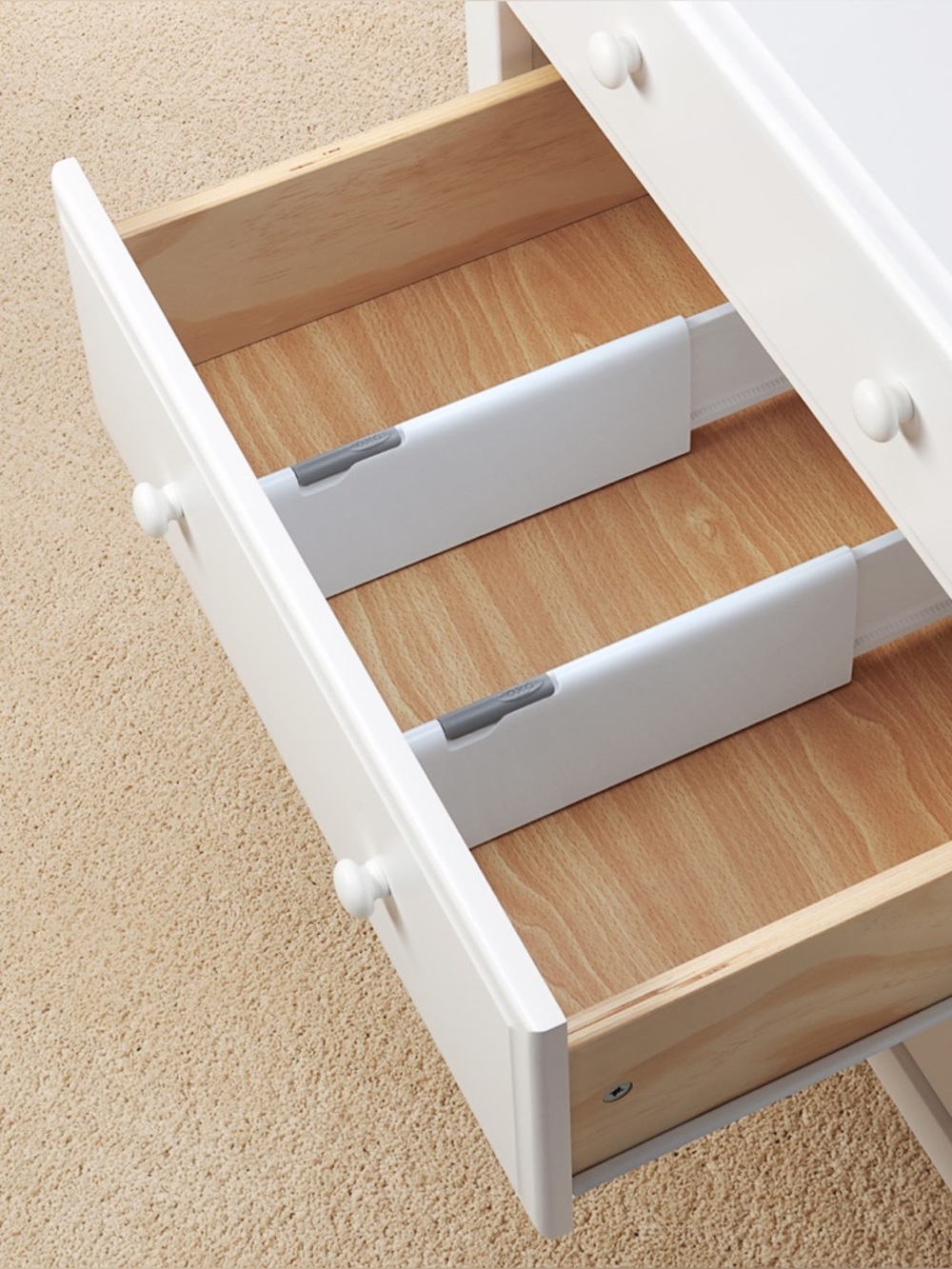 Adjustable White Drawer Dividers - Set of 4